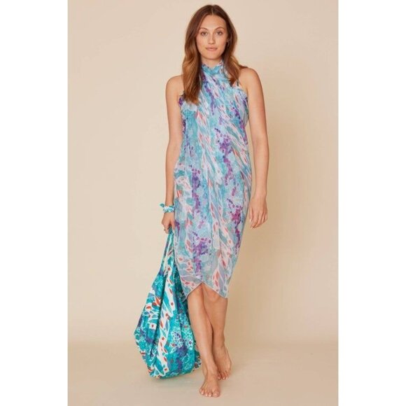 Modaposa Printed Pareo Scarf Sarong In Mosaic - Picture 1 of 4